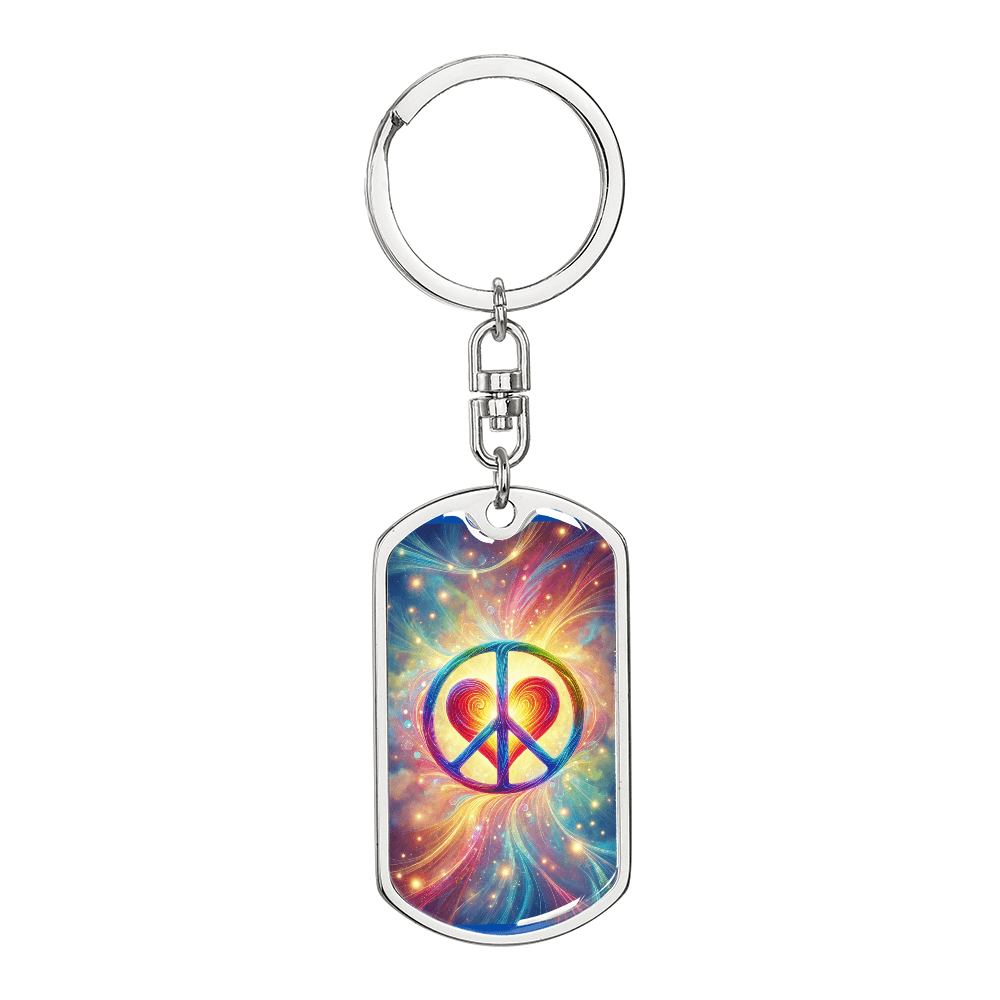 βοΈπ Peace and Love Dog Tag Keychain
