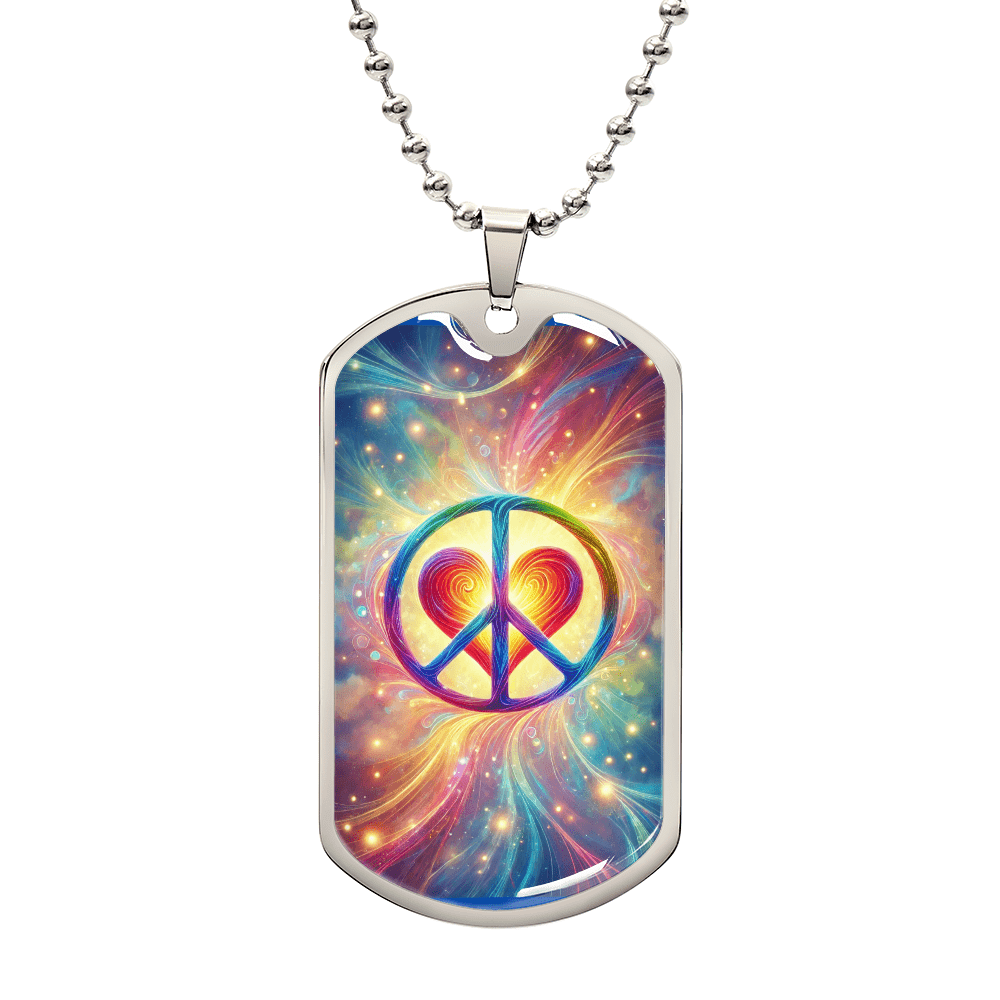 βοΈπ Peace and Love Dog Tag Necklace β Not Every Woman Wants Dainty Jewelry πβοΈ