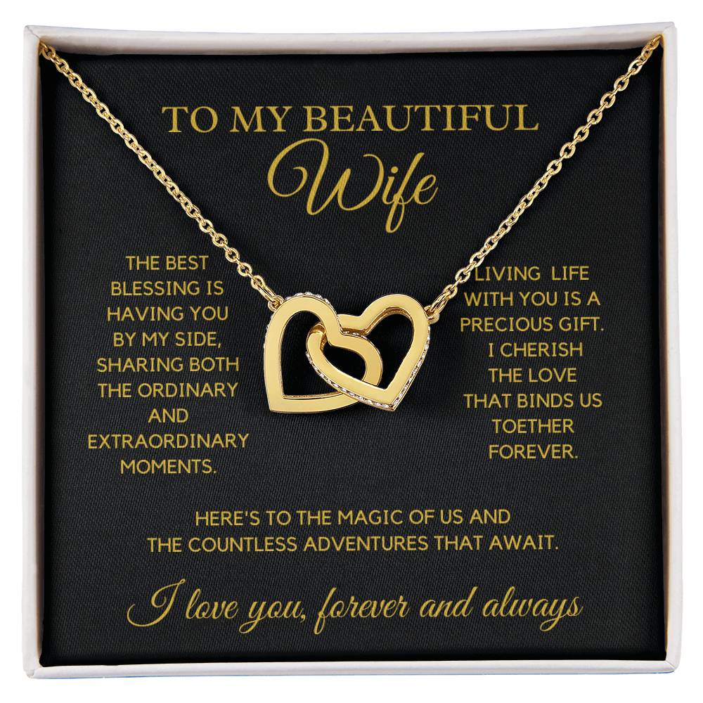 Interlocking Hearts Love Necklace - Wife Best Blessing