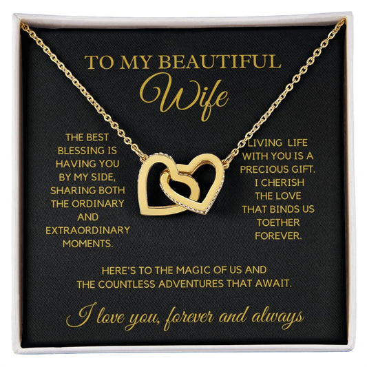 Interlocking Hearts Love Necklace - Wife Best Blessing