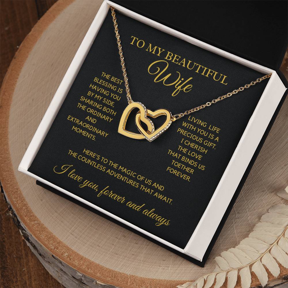 Interlocking Hearts Love Necklace - Wife Best Blessing