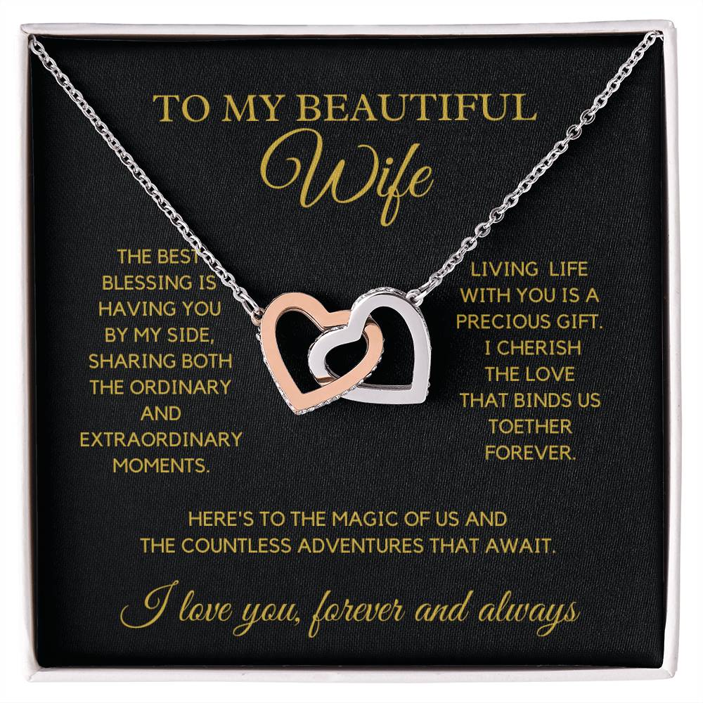 Interlocking Hearts Love Necklace - Wife Best Blessing