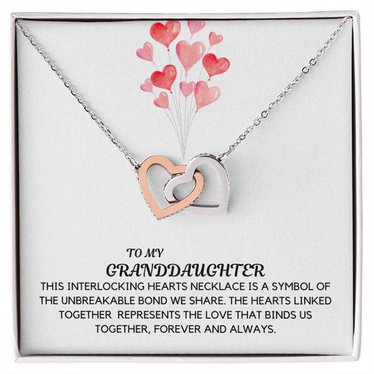 Granddaughter Interlocking Hearts Necklace - Unbreakable Bond