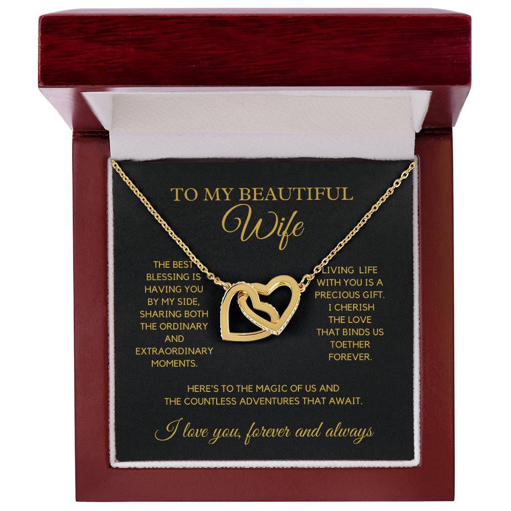 Interlocking Hearts Love Necklace - Wife Best Blessing