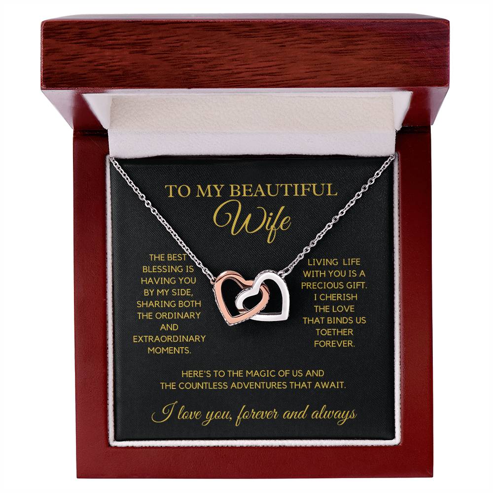 Interlocking Hearts Love Necklace - Wife Best Blessing